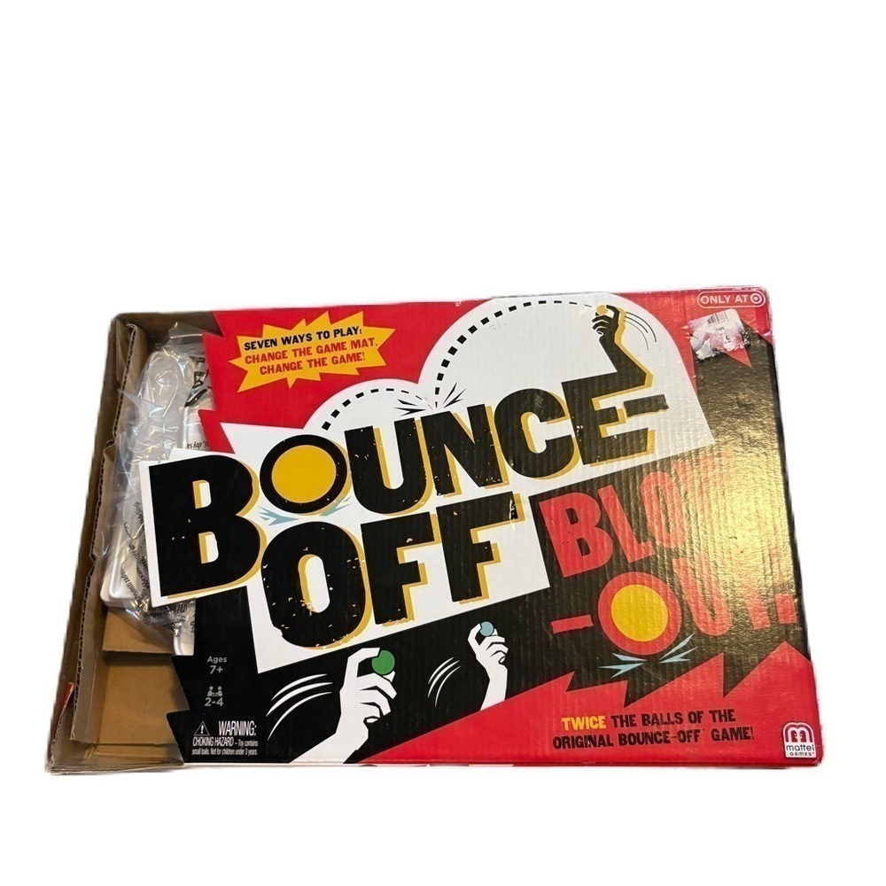 Bounce-off Blow Out! Complete set. 32 Balls, Sand timer, Tray, Game Mats